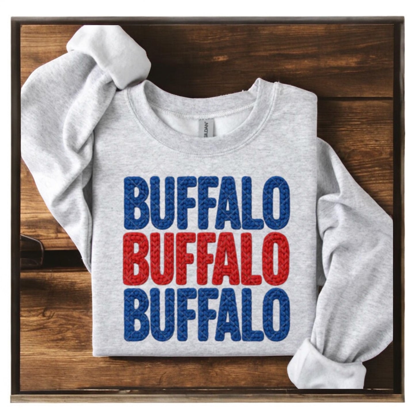 Faux Yarn BUFFALO Repeat Sweatshirt - Ash