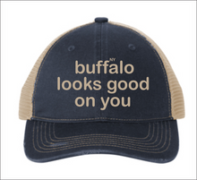 Load image into Gallery viewer, Distressed Cap - buffalo looks good
