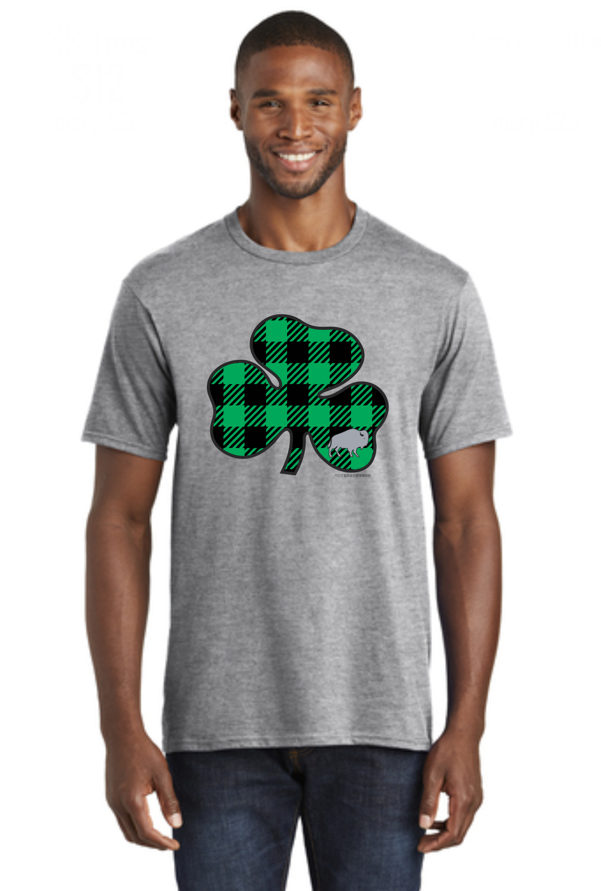 Irish Buffalo St Patricks Day shamrock plaid tee sweatshirt