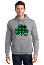 Load image into Gallery viewer, Irish Buffalo St Patricks Day shamrock plaid tee sweatshirt
