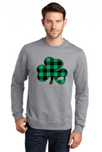 Load image into Gallery viewer, Irish Buffalo St Patricks Day shamrock plaid tee sweatshirt
